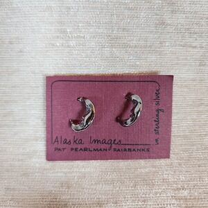 Vintage Sterling Silver Moon Face Earrings Post Small Post Pat Pearlman